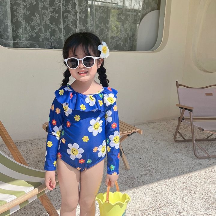 cod-2022-new-one-size-fits-all-southeast-asian-spot-female-middle-school-big-boy-long-sleeved-one-piece-little-girl-export-blue-swimsuit