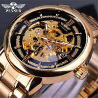 Winner Style Mens Fashion Casual Skeleton Mechanical Movement Automatic Mechanical Watch 【QYUE】