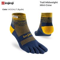 INJINJI ถุงเท้าวิ่ง แยกนิ้ว INJINJI TRAIL MIDWEIGHT MINI-CREW COOLMAX MOONLIT  รุ่นวิ่งเทรล ข้อสั้น สีน้ำเงิน ของแท้