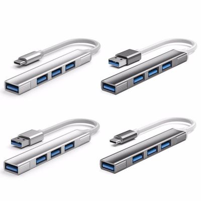 USB Portabel 3.0 Hub 4 Port Transfer Data Kecepatan Tinggi Type-c Splitter U Disk Adapter Expander untuk Laptop PC Ponsel Expander