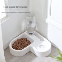 Pet Cat Feeder Bowl Dog Automatic WaterDrinking Cat Feeder Bowl Wall Corner Save Space Pet Dog Bowl Automatic Water Double Bowls