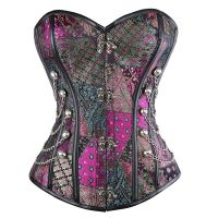 ผู้หญิง Steampunk Corset ชุดชั้นในเซ็กซี่สีม่วง Corsage Corsets และ Bustiers Slimming Steel Boned Bodice Gothic Corselet