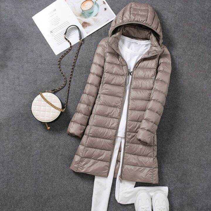 2023-women-spring-jacket-ultralight-thin-packable-down-long-jacket-female-hat-detachable-slim-fit-skirt-coat-portable-outwear