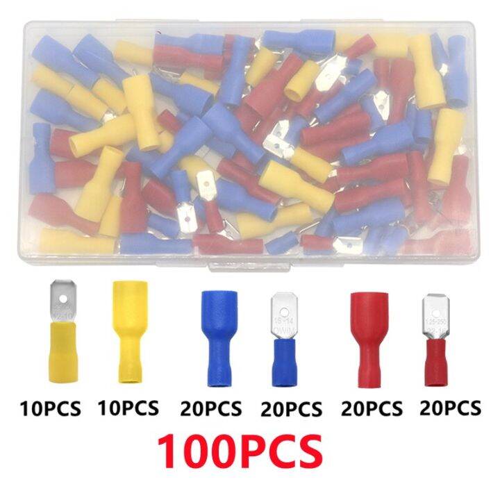 100pcs-mix-color-crimp-terminals-female-amp-male-spade-terminals-bullet-butt-wire-connector-cold-press-electrical-cable-connecor-electrical-connectors