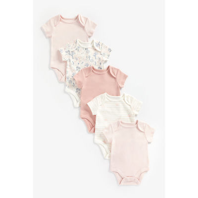 ชุดบอดี้สูท Mothercare pink organic-cotton bodysuits - 5 pack ZA098