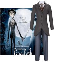 Anime Tim Burton Corpse Bride Victor Van Dort Cosplay Costume Uniform Suits Jacket Pants Outfit Halloween Carnival Suit for Men