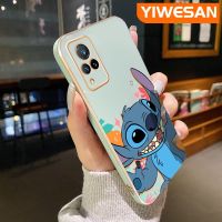 YIWESAN เคสสำหรับ Vivo V21 4G V21 5G V21s 5G เคสโทรศัพท์บางลายการ์ตูนสุดหรูเคสขอบสี่เหลี่ยมลวดลายใหม่เคสซิลิโคนกันกระแทกคลุมทั้งหมดป้องกันเลนส์กล้อง