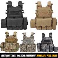 1000D Tactical Vest Plate Carrier Jacket Outdoor Hunting Protective Adjustable MOLLE Vest Combat Accessories Can Be Retrofitted