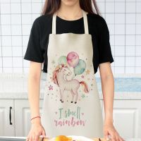 【CW】 Apron Cartoon Unicorn Printed Sleeveless Cotton Aprons for Men Cleaning Tools