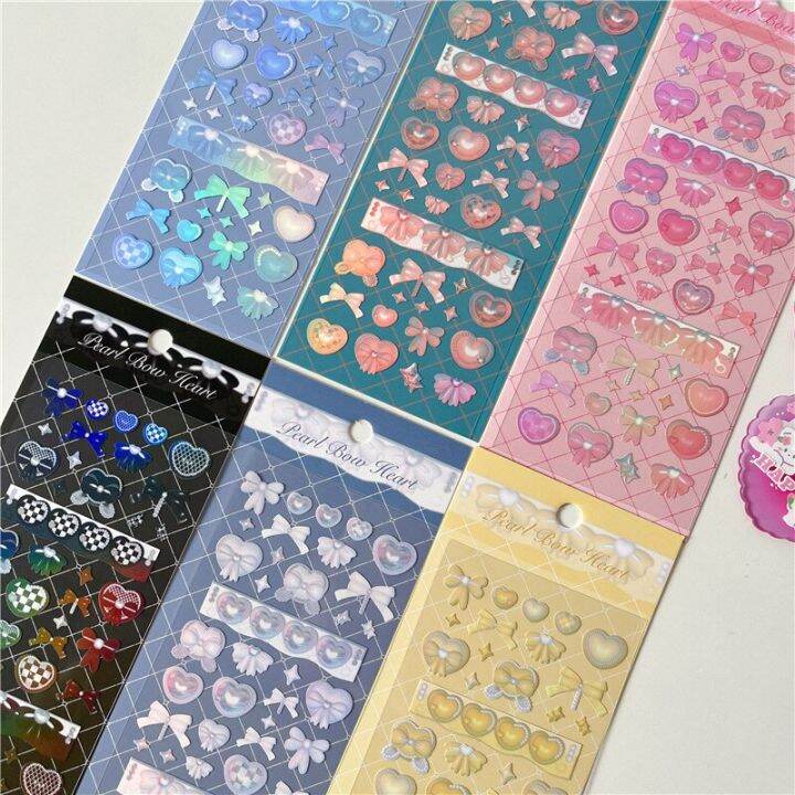 cute-bowknot-cream-love-heart-stickers-hand-account-idol-card-diy-material-decorative-sticker-personalized-korean-stationery-stickers-labels