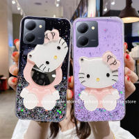 ปลอกอ่อน Phone Case เคส VIVO Y36 5G 4G Y02 Y02T Y02A แวววาวเคสโทรศัพท์ท้องฟ้าเต็มไปด้วยดวงดาวน่ารักเฮลโลคิตตี้ฝาหลังกระจกแต่งหน้า2023