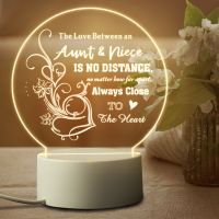 Aunt Gifts from Niece,The Love Between Aunt Niece Knows No Distance,Gift LED Night Light for My Aunt Birthday and Mother Day