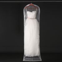 Transparent Mesh Yarn Wedding Dress Dust Cover with Zipper Bride Gown Storage Bag Garment Clothing Case 155cm 180cm JD005 Wardrobe Organisers