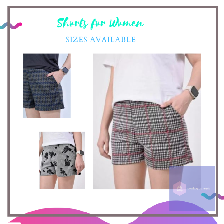 Ladies Shorts Womens Cotton OOTD Pambahay Shorts with pockets Assorted ...