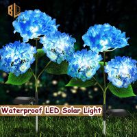 Waterproof LED Solar Hydrangea Lights Simulation Flower Light Ground Plug Outdoor Garden Decorative Lamp Yard Plug Lawn