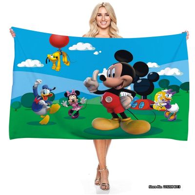 ♛ Mickey Mouse Donald Duck Series Design Bath Towel Cartoon Children Baby 3D Digital Print Rectangular Absorbent Towel Beach Towel