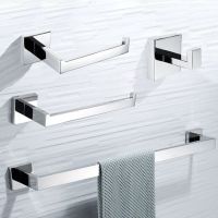 Polished Bathroom Accessories Set 304 Stainless Steel WC Paper Towel Holder Tissue Roll Shelf Robe Coat Hook Bath Hardware Kit