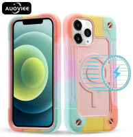 AUOVIEE เคสแม่เหล็กทนทานกันกระแทกสำหรับ iPhone 14 13 12 11 Pro MAX XS Max XR X ฝาครอบป้องกันสีสันทนทาน