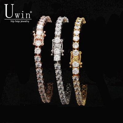 UWIN 1 Row Rose Gold Zircon Tennis Chains celet Gold color Color Copper Iced Out CZ Chain Hip hop Jewelry Gift Drop Shipping