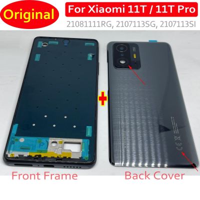 Original Back Cover Housing 11T 5G Front Middle Frame Plate Battery Door Rear Mi11T Glass Lid