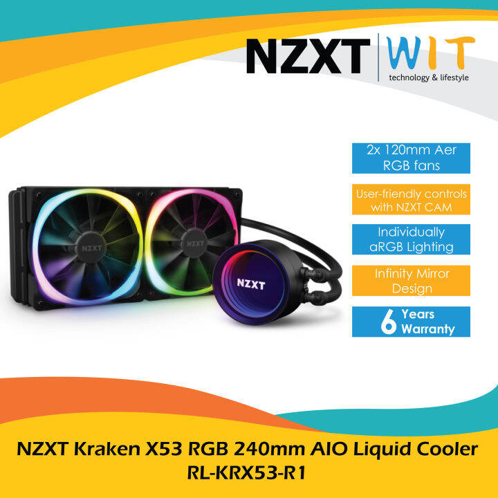 NZXT Kraken X53 RGB 240mm AIO Liquid Cooler - RL-KRX53-R1 | Lazada