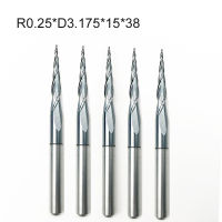 5pc / lot R0.25-1.0 * D3.175 * 15 * 38 HRC55 ทังสเตนโซลิดคาร์ไบด์เคลือบเรียวเรียวบอลจมูก End Mill กรวยชนิดเครื่องตัดซีเอ็นซีกัด