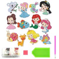 5/12pcs Cute Cartoon Princess Animal Gem 5D Diamond Painting Sticker Kits Art Mosaic Stickers Crafts Children Kids Beginner Toys