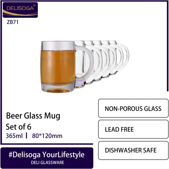 Deli Delisoga ️365ml Glassware Glass Clear Drinking Set (1pcs.6pcs) Clear Glass Beer Mug ZB71