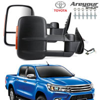 Areyourshop กระจกมองหลังแบบพับเก็บ Toyota Hilux Revo Vigo 2015 16 17 18 19 20 21 22 23 Towing Mirrors พร้อมไฟเลี้ยว พับไฟฟ้า