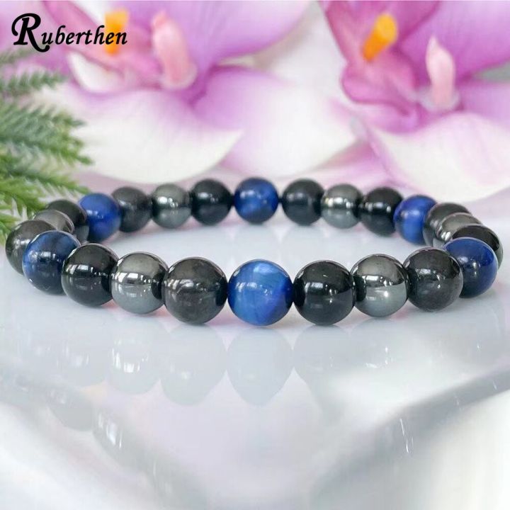 ruบอร์ก8มม-n-shungite-สีดำทัวร์มาลีนฮีมาไทต์กำไลข้อมือสร้อยคอต่างหูหินตาเสือสีน้ำเงินเครื่องประดับมาลาสำหรับเล่นโยคะของผู้หญิง