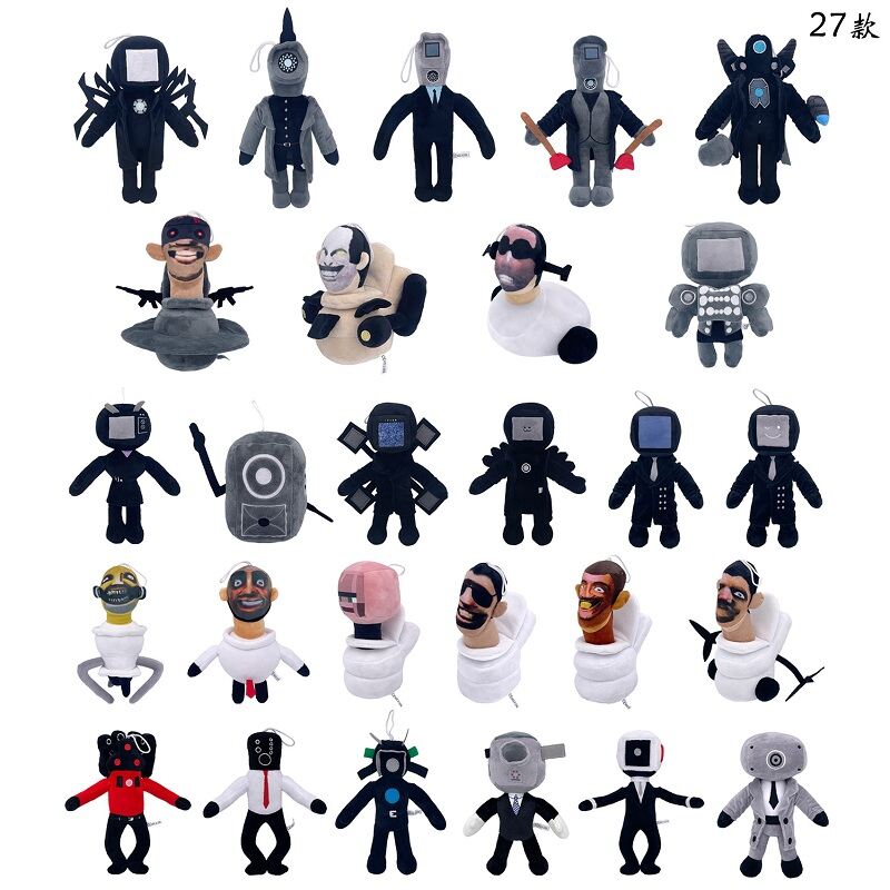 Skibidi Toilet 1 unit 23-27cm produk baru sedia stok Skibidi tandas Plush Speakerman Dolls Flames dan Toilet Man Monitor Audio Man Plush Toys kanak-kanak hadiah kanak-kanak