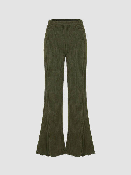 Cider Solid Rib Flared Trousers Lazada PH