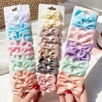 10Pcs/Set New Solid Ribbon Bowknot Hair Clips for Baby Girls Handmade Cute Bows Hairpin Barrettes Headwear Kids Hair Accessories