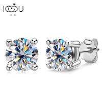 IOGOU 925 Sterling Silver 3.0cttw. D-Color 7.5mm Round Cut Moissanite Stud Earrings for Women Girls Birthday Jewelry Gifts