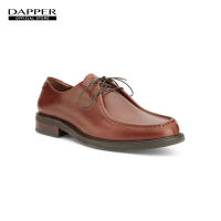 DAPPER รองเท้าหนัง แบบผูกเชือก GEL-Tech Moccasin Derby Shoes สีน้ำตาล