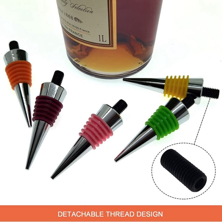blank-wine-bottles-stoppers-10-pieces-colorful-sealing-ring-metal-bottles-stopper-with-threaded-post-reusable