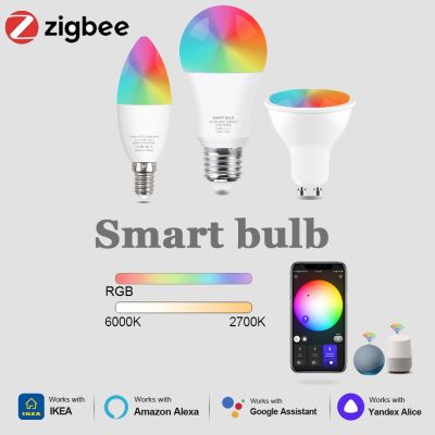 ✘❂ Zigbee E27 E14 GU10 Smart Led Bulbs Smart Life RGB WW CW Led Lamp Dimmable Smart Light Bulb Works With Alice Alexa Google home