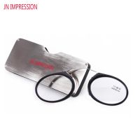 2021 Titanium Mini Reading Glasses Clip Nose Round Optical Glasses With Box Wallet Portable Prescription Eyewear Degree 1 To 3.5