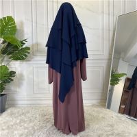 【YF】 Ramadan Eid 3 Layers Chiffon Hijab Khimar Abaya Turban Hijabs for Woman Solid Head Scarf Headwraps Muslim Fashion Turbans