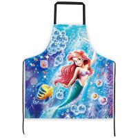 Disney the Little Mermaid Kitchen Cooking Apron Polyester Waterproof Oil-Proof for Woman Avental De Cozinha Delantal Cocina Aprons