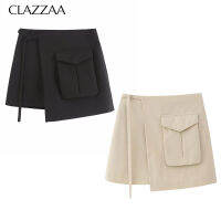 CLAZZAA กระโปรงสั้นผู้หญิงแฟชั่นสำหรับผู้หญิง ROK High Waist สีดำ,กระโปรงสั้นสไตล์ลำลองเก๋ไก๋