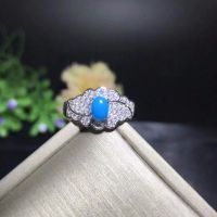 Natural blue turquoise ring rare gems exquisite style 925 sterling silver ladies exclusive ring