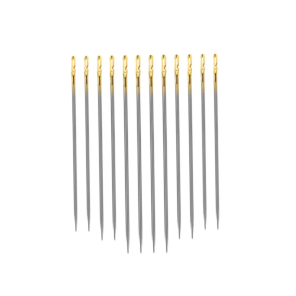 12pcs Self-Threading Sewing Needles Stainless Steel Quick