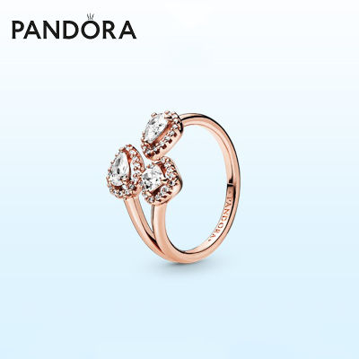 Pandora_Rose Gold Geometricแหวนปรับขนาดได้แหวนแต่งงานใหม่Insการออกแบบดวงไฟรับความรู้สึกหรูหราบุคลิกภาพแฟนวันวาเลนไทน์ของขวัญเครื่องประดับอัญมณีแฟชันสตรี