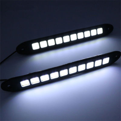 2PCS 12V 10LED ไฟรถยนต์ Universal LED ไฟวิ่งกลางวันรถไฮไลท์กันน้ำยืดหยุ่น COB โคมไฟ Auto อุปกรณ์เสริมภายนอก