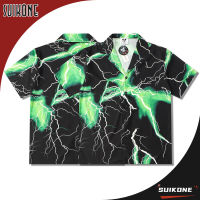 Suikone เสื้อเชิ้ตแขนสั้นมีปกทรงหลวมพิมพ์ลายดิจิตัลแบบลำลองสำหรับวัยรุ่นชาย