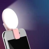 LED Selfie Round Mini Beauty Fill Light Portable Mobile Phone External Photography Light Flash Can Be Used for Night Lighting Selfie Sticks