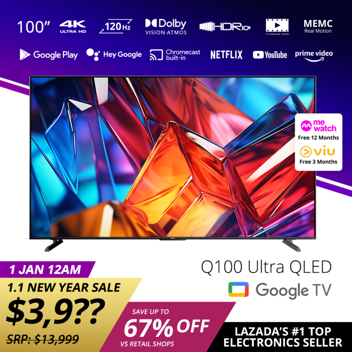 PRISM+ Q100 Ultra 4K QLED Google TV 100 inch Google Playstore