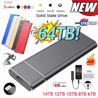 โซลิดสเตทไดรฟ์อุปกรณ์จัดเก็บภายนอกแบบพกพาความเร็วสูง1TB 2TB 64เทราไบต์ SSD ฮาร์ดไดรฟ์ USB3.1สำหรับแล็ปท็อปคอมพิวเตอร์ Zlsfgh