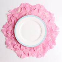 【CC】 1PC Biloba Petals Table Placemat for Wedding Coasters Pink